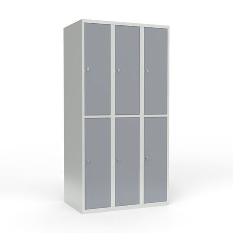 Skoleskab 3x300 Lige tag 2 rum i højden Grå ståldør Greb for hængelås – image 1