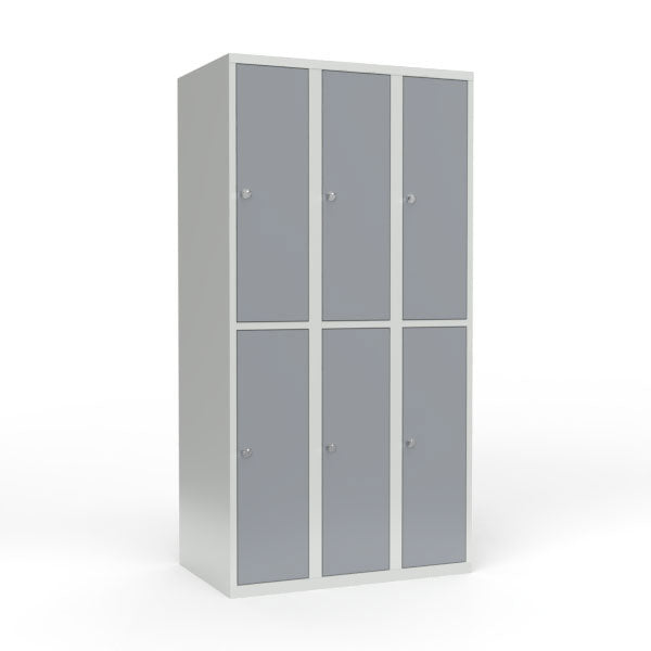 Skoleskab 3x300 Lige tag 2 rum i højden Grå ståldør Greb for hængelås – image 1