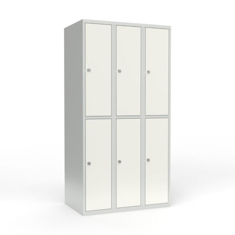 Skoleskab 3x300 Lige tag 2 rum i højden Hvid ståldør Greb for hængelås – image 1