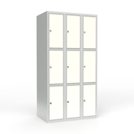 Skoleskab 3x300 Lige tag 3 rum i højden Hvid laminatdør Greb for hængelås – image 1