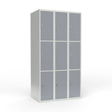 Skoleskab 3x300 Lige tag 3 rum i højden Grå ståldør Greb for hængelås – image 1