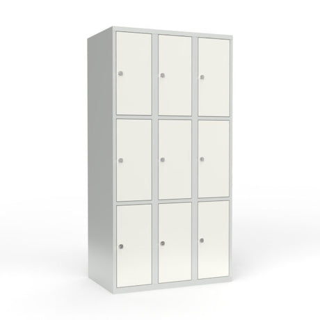 Skoleskab 3x300 Lige tag 3 rum i højden Hvid ståldør Greb for hængelås – image 1