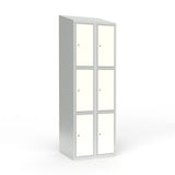 Skoleskab 2x300 Skråt tag 3 rum i højden Hvid laminatdør Cylinderlås – image 1