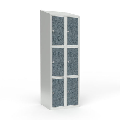 Skoleskab 2x300 Skråt tag 3 rum i højden VirrVarr Black laminatdør Greb for hængelås – image 1