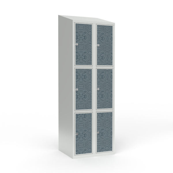 Skoleskab 2x300 Skråt tag 3 rum i højden VirrVarr Black laminatdør Greb for hængelås – image 1