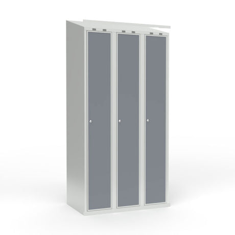 Skoleskab 3x300 Skråt tag 1 rum i højden Lys grå laminatdør Cylinderlås – image 1