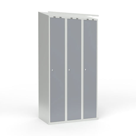 Skoleskab 3x300 Skråt tag 1 rum i højden Grå ståldør Cylinderlås – image 1