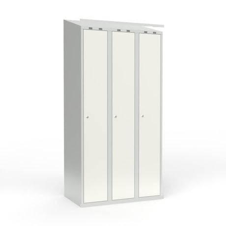 Skoleskab 3x300 Skråt tag 1 rum i højden Hvid ståldør Cylinderlås – image 1