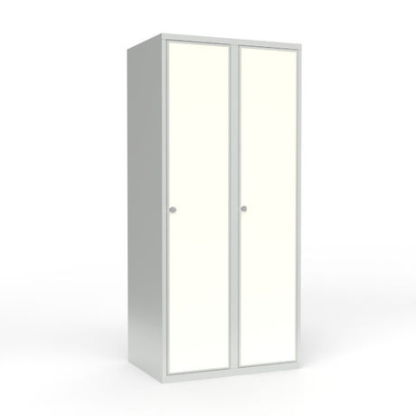 Skoleskab 2x400 Lige tag 1 rum i højden Hvid laminatdør Greb for hængelås – image 1
