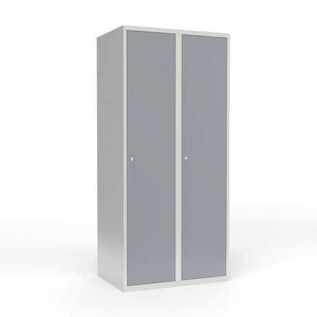 Skoleskab 2x400 Lige tag 1 rum i højden Grå ståldør Cylinderlås – image 1