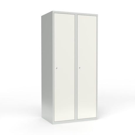 Skoleskab 2x400 Lige tag 1 rum i højden Hvid ståldør Cylinderlås – image 1