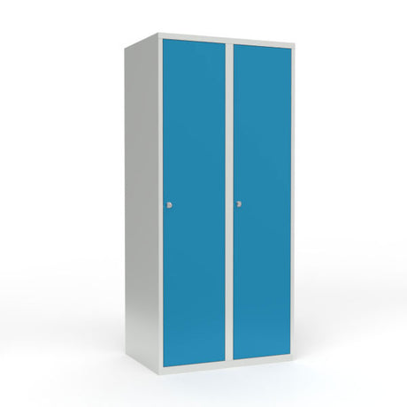 Skoleskab 2x400 Lige tag 1 rum i højden Lys blå  ståldør Greb for hængelås – image 3