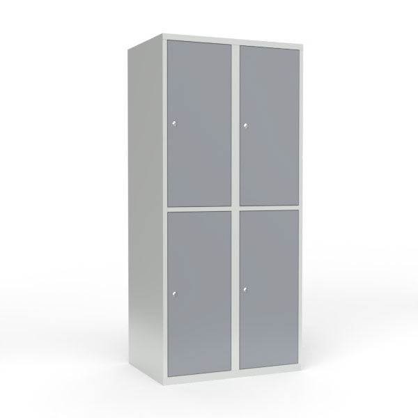 Skoleskab 2x400 Lige tag 2 rum i højden Grå ståldør Cylinderlås – image 1