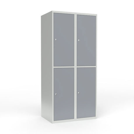 Skoleskab 2x400 Lige tag 2 rum i højden Grå ståldør Cylinderlås – image 1