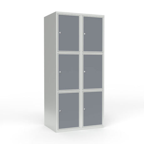 Skoleskab 2x400 Lige tag 3 rum i højden Lys grå laminatdør Cylinderlås – image 1