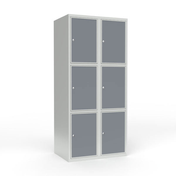 Skoleskab 2x400 Lige tag 3 rum i højden Lys grå laminatdør Cylinderlås – image 3