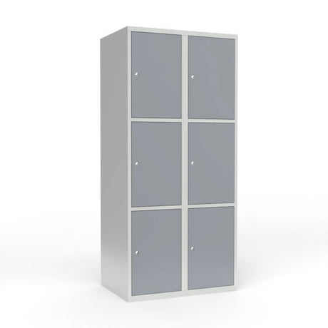 Skoleskab 2x400 Lige tag 3 rum i højden Grå ståldør Cylinderlås – image 1