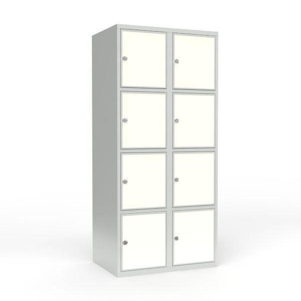 Skoleskab 2x400 Lige tag 4 rum i højden Hvid laminatdør Greb for hængelås – image 1