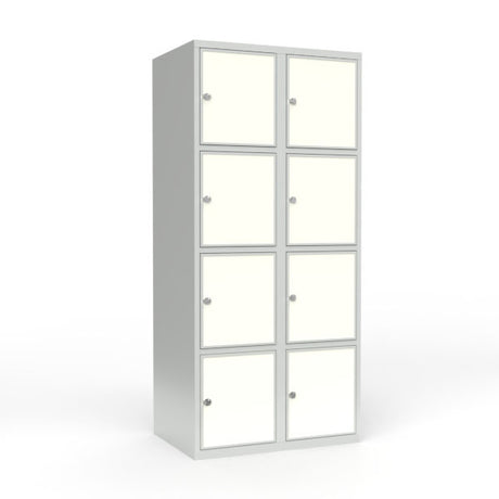 Skoleskab 2x400 Lige tag 4 rum i højden Hvid laminatdør Greb for hængelås – image 1