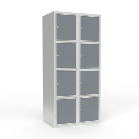 Skoleskab 2x400 Lige tag 4 rum i højden Lys grå laminatdør Greb for hængelås – image 1