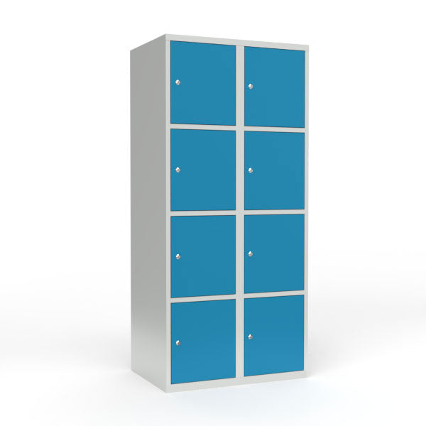 Skoleskab 2x400 Lige tag 4 rum i højden Lys blå  ståldør Cylinderlås – image 1