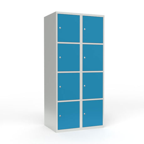 Skoleskab 2x400 Lige tag 4 rum i højden Lys blå  ståldør Cylinderlås – image 1