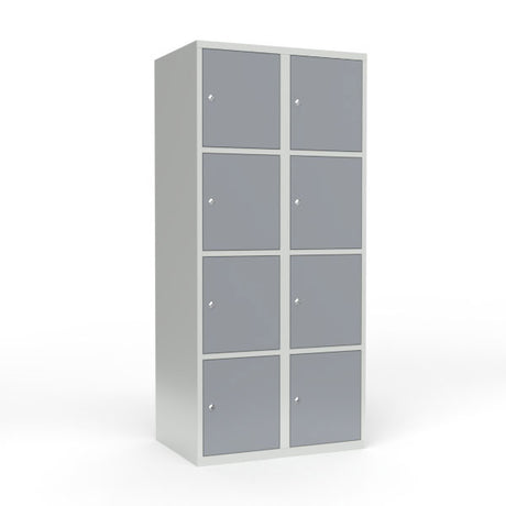 Skoleskab 2x400 Lige tag 4 rum i højden Grå ståldør Cylinderlås – image 1