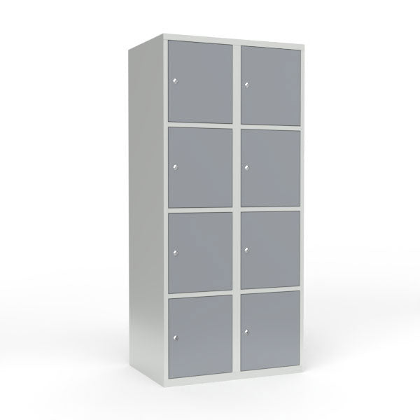 Skoleskab 2x400 Lige tag 4 rum i højden Grå ståldør Cylinderlås – image 1