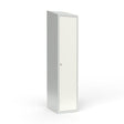 Skoleskab 1x400 Skråt tag 1 rum i højden Hvid ståldør Greb for hængelås – image 1