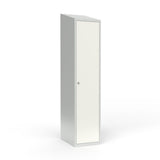 Skoleskab 1x400 Skråt tag 1 rum i højden Hvid ståldør Greb for hængelås