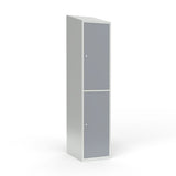 Skoleskab 1x400 Skråt tag 2 rum i højden Grå ståldør Cylinderlås – image 1