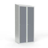 Skoleskab 2x400 Skråt tag 1 rum i højden Lys grå laminatdør Greb for hængelås – image 3