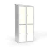 Skoleskab 2x400 Skråt tag 2 rum i højden Hvid laminatdør Cylinderlås – image 1