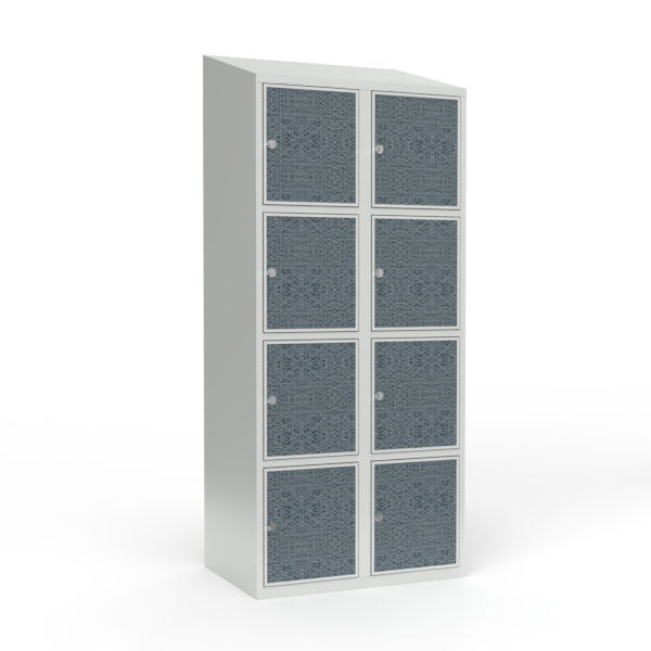 Skoleskab 2x400 Skråt tag 4 rum i højden VirrVarr Black laminatdør Greb for hængelås – image 1