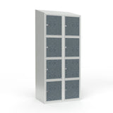 Skoleskab 2x400 Skråt tag 4 rum i højden VirrVarr Black laminatdør Greb for hængelås – image 1