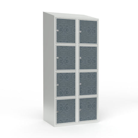 Skoleskab 2x400 Skråt tag 4 rum i højden VirrVarr Black laminatdør Greb for hængelås – image 1