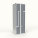 Skoleskab 2x300 Lige tag, Z-dør Grå laminatdør Cylinderlås – image 1