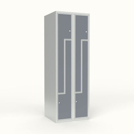 Skoleskab 2x300 Lige tag, Z-dør Grå laminatdør Cylinderlås – image 1