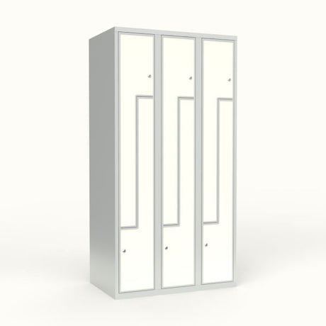 Skoleskab 3x300 Lige tag, Z-dør Hvid laminatdør Cylinderlås – image 1