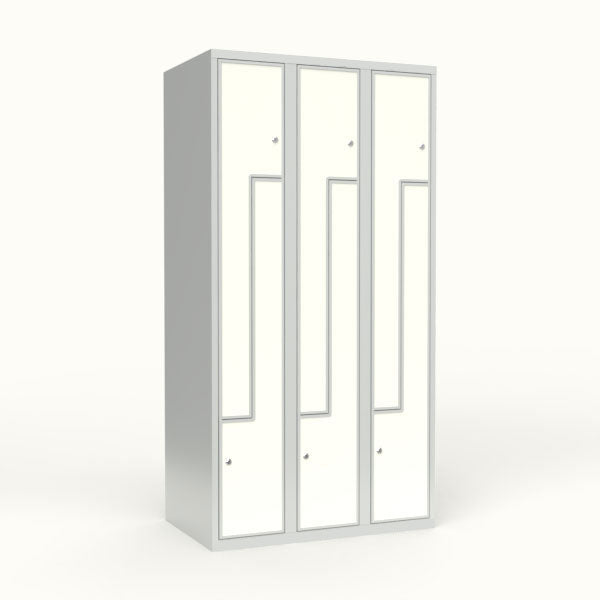 Skoleskab 3x300 Lige tag, Z-dør Hvid laminatdør Cylinderlås – image 3