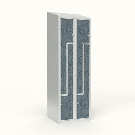 Skoleskab 2x300 Skråt tag, Z-dør VirrVarr Black laminatdør Greb for hængelås – image 1