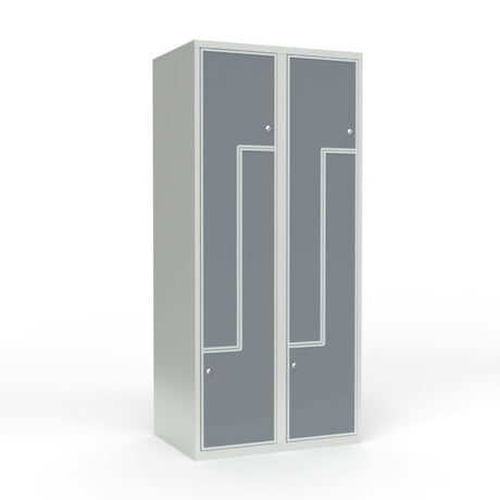 Skoleskab 2x400 Lige tag, Z-dør Grå laminatdør Cylinderlås – image 1