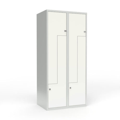 Skoleskab 2x400 Lige tag, Z-dør Hvid ståldør Greb for hængelås – image 1