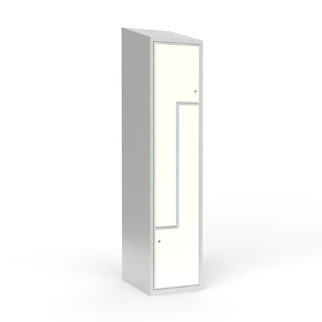 Skoleskab 1x400 Skråt tag, Z-dør Hvid laminatdør Cylinderlås – image 1