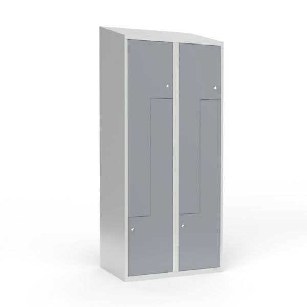 Skoleskab 2x400 Skråt tag, Z-dør Grå ståldør Cylinderlås – image 3