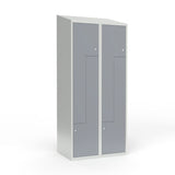 Skoleskab 2x400 Skråt tag, Z-dør Grå ståldør Cylinderlås – image 3