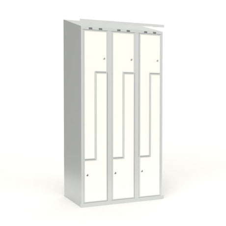Skoleskab 3x300 Skråt tag, Z-dør Hvid laminatdør Cylinderlås – image 1