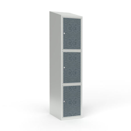 Skoleskab 1x400 Skråt tag 3 rum i højden VirrVarr Black laminatdør Cylinderlås – image 1