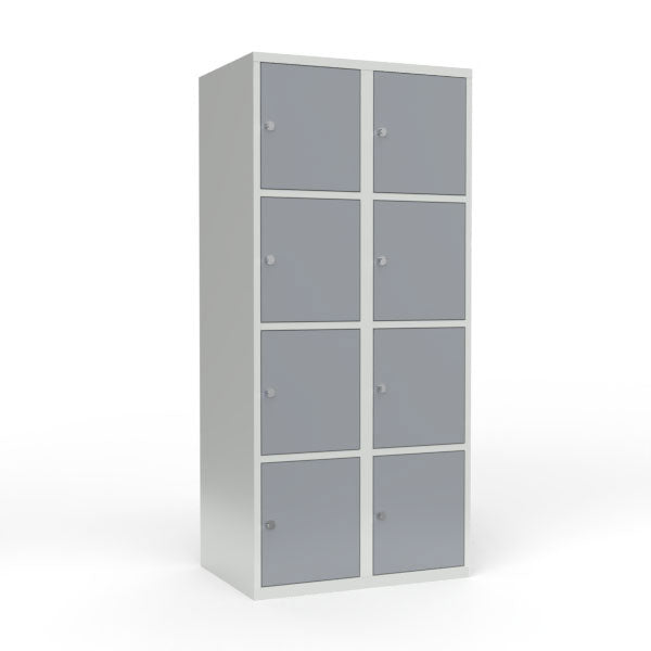 Skoleskab 2x400 Lige tag 4 rum i højden Grå ståldør Greb for hængelås – image 1