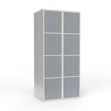 Skoleskab 2x400 Lige tag 4 rum i højden Grå ståldør Greb for hængelås – image 1